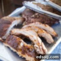 close up of sliced baby back ribs