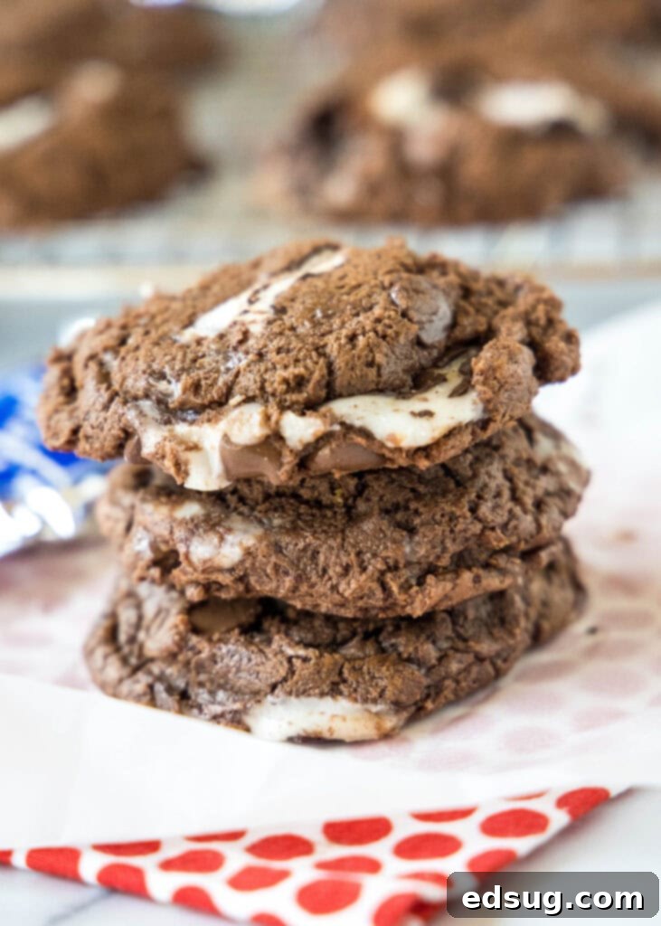 Peppermint Fudge Dreams 7 peppermint patty cookies stacked