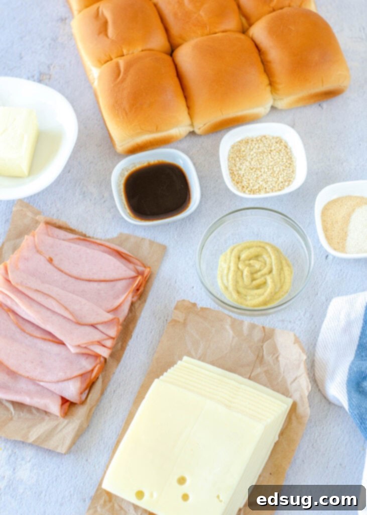 ingredients to make ham sliders