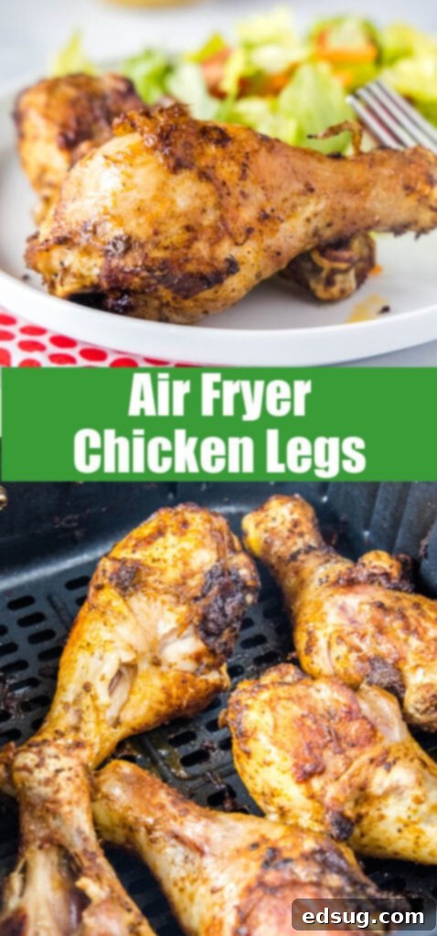 Crispy Air-Fried Chicken Drumsticks 8 Collage of crispy air fryer chicken legs for Pinterest