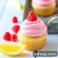 close up of lemon raspberry cupcakes