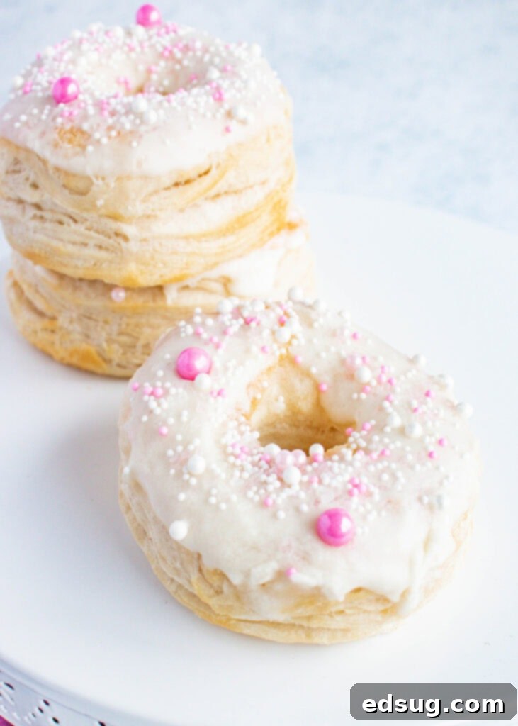 A platter filled with freshly made air fryer donuts, some glazed and sprinkled, ready to be served.