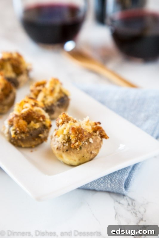 white plate with stuffed mushrooms