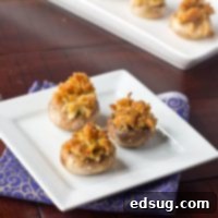 Sausage Stuffed Mushrooms with melted cheese
