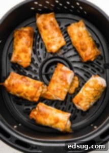 Canyon Crunch Rolls 13 cooked egg rolls in air fryer basket