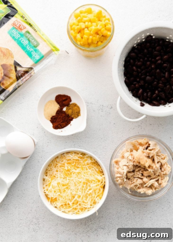 Canyon Crunch Rolls 3 ingredients for southwest egg rolls