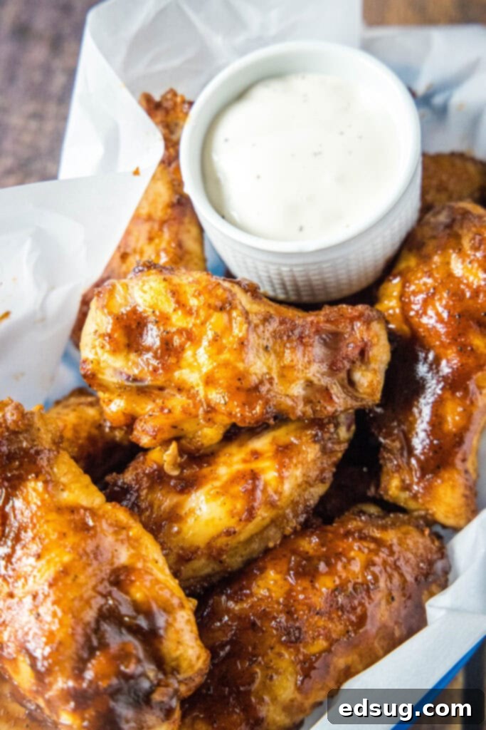 smoked chicken wings in a basket