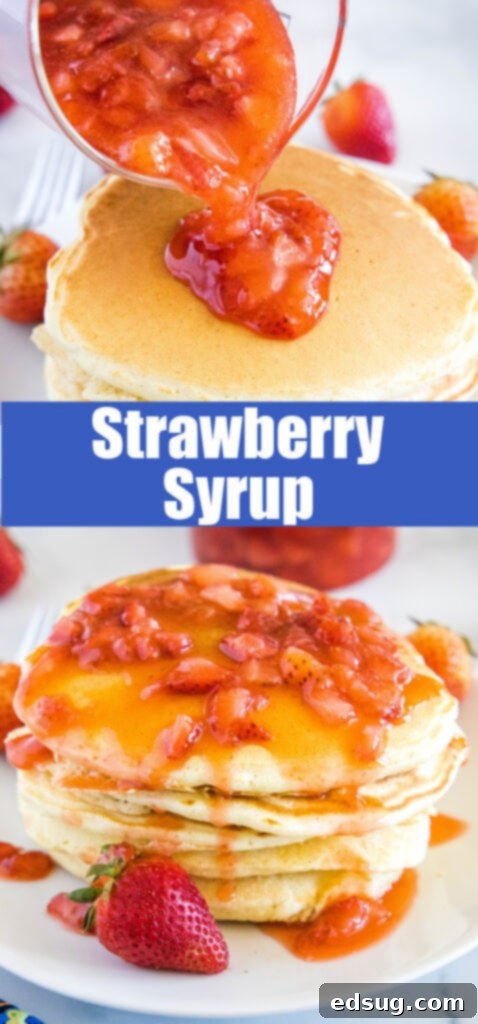 A collage of pancakes topped with strawberry sauce, perfect for Pinterest.