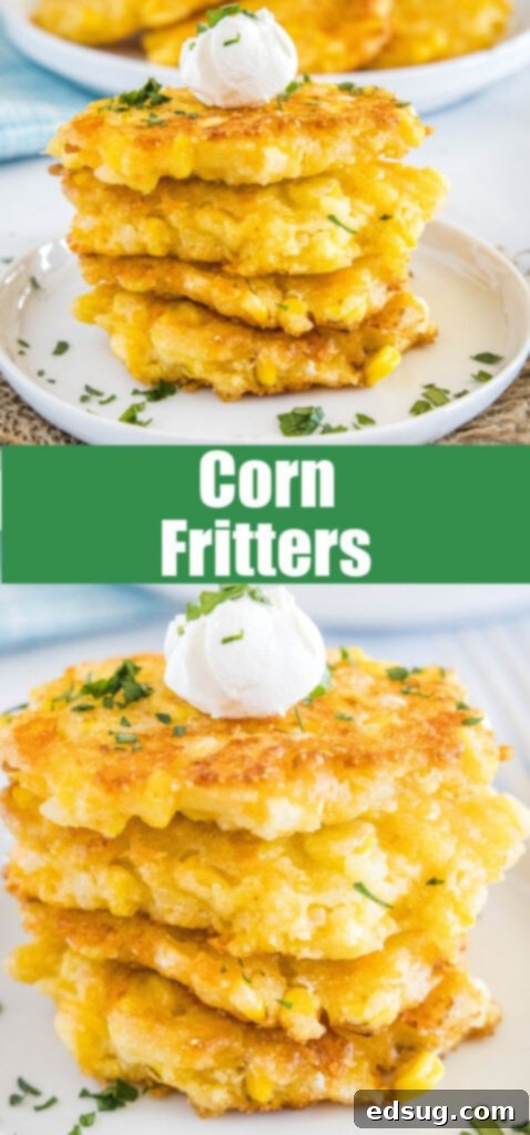 Golden Corn Bites 6 pinterest close up collage of stack of corn fritters
