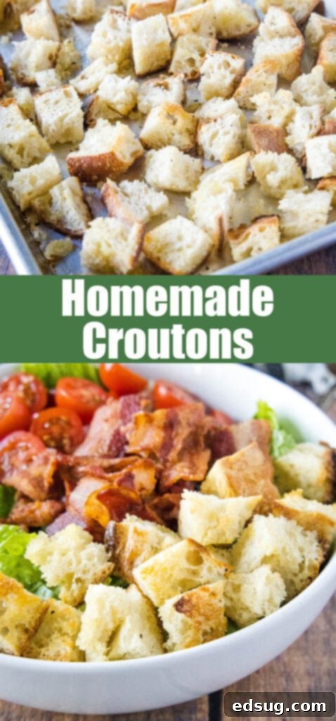 Crispy Homemade Croutons 7 Close-up of golden, textured homemade croutons in a rustic bowl