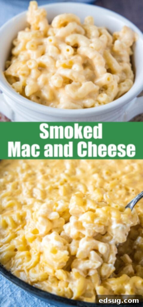 The Ultimate Smoked Mac and Cheese 5 close up creamy mac and cheese made on the smoker