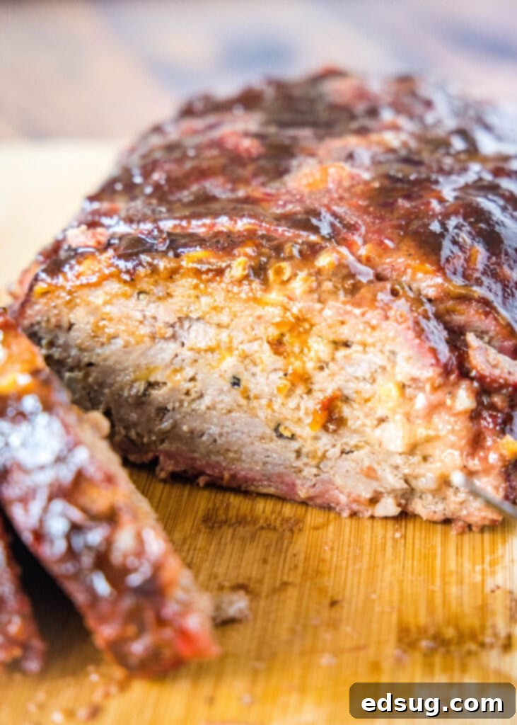 meatloaf sliced on cutting board