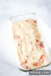 Luscious Strawberry Loaf 9 quick bread in baking pan