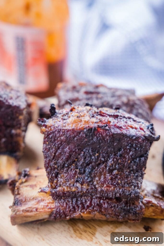 Pitmaster's Smoked Beef Short Ribs 3 smoked short rib on a board