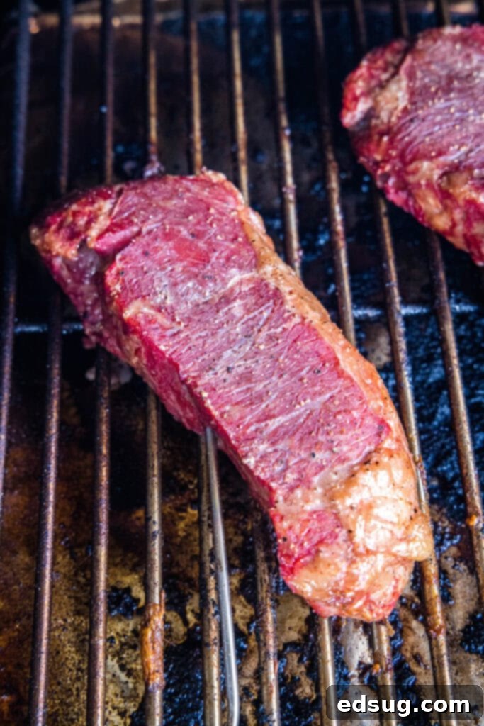 smoked steak on the smoker