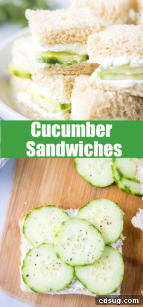 Cucumber Sandwiches 7 A close-up shot of a single cucumber sandwich, showcasing the thin slices of cucumber and the creamy herb spread.