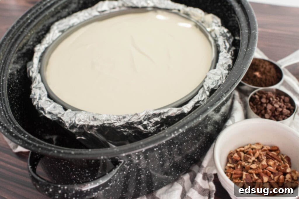 cheesecake in a roasting pan