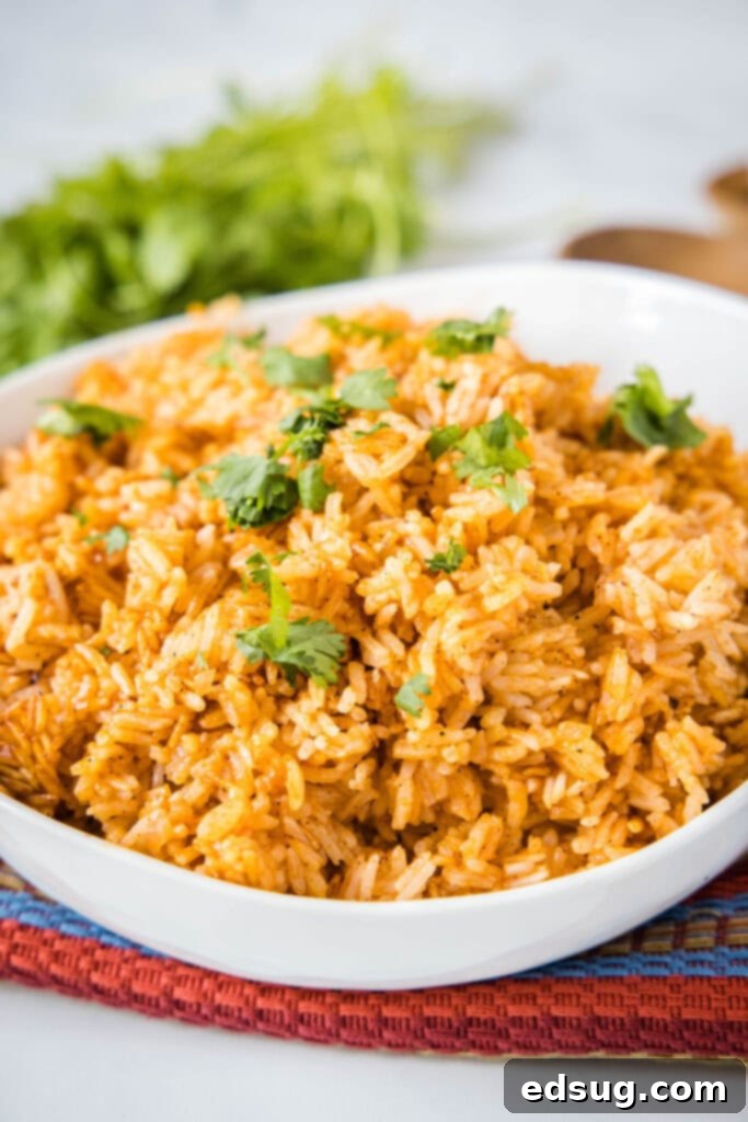 Easy Instant Pot Spanish Rice 2 mexican rice in a bowl topped with cilantro