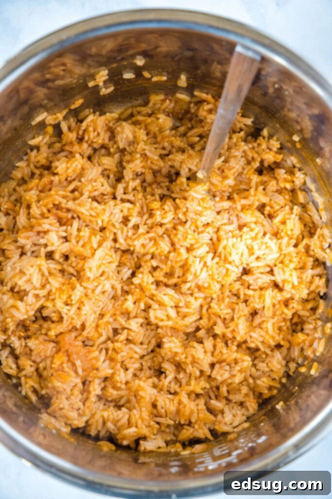 Easy Instant Pot Spanish Rice 4 fluffed spanish rice in the instant pot