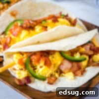 Morning Fiesta Tacos 7 close up breakfast tacos on a plate