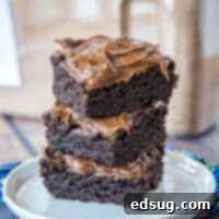 Craft Your Own Brownie Magic 7 close up stack of frosted brownies on white plate