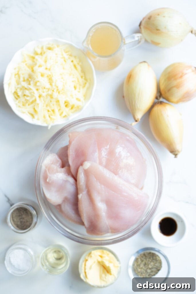 Creamy French Onion Chicken 3 ingredients for French onion chicken