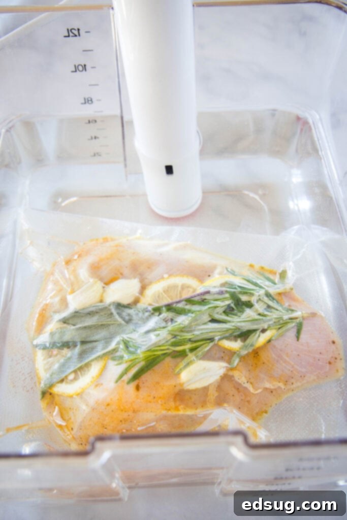 Juicy Sous Vide Turkey Perfection 4 turkey breast in water bath