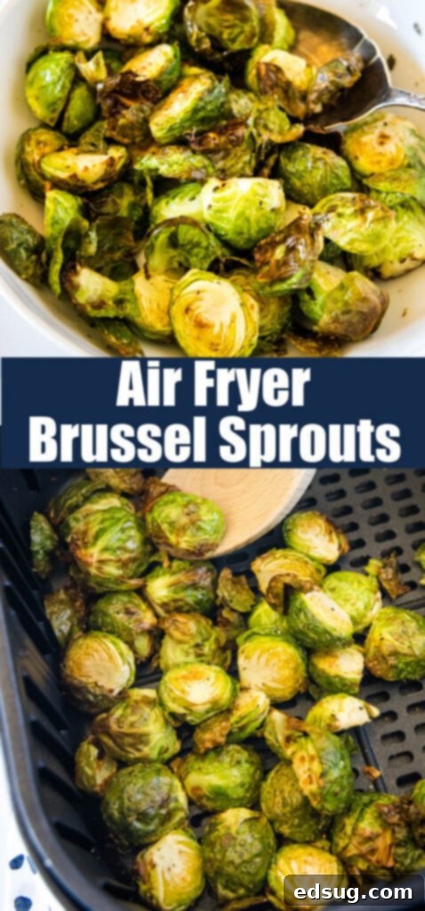 Golden Crispy Air Fryer Brussels Sprouts 7 Crispy roasted Brussels sprouts in the air fryer, garnished and ready to serve