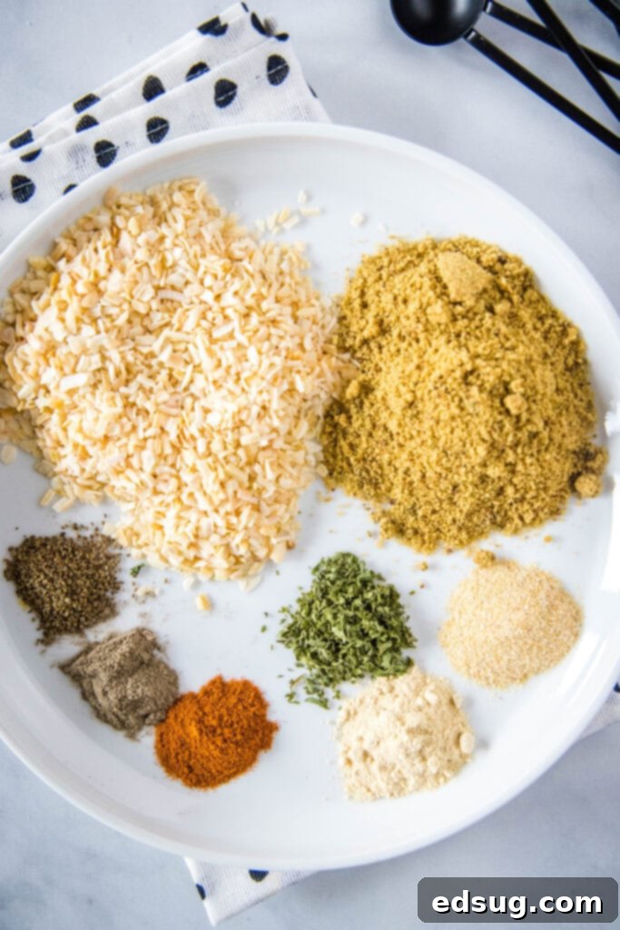 Homemade Onion Soup Mix 2 plate with homemade onion soup mix ingredients