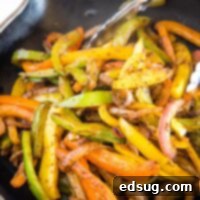 cropped close up of fajita veggies