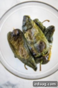 roasted poblano peppers in a bowl