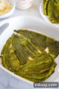 layer of peppers in baking dish