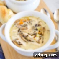 Hearty Instant Pot Chicken Wild Rice Soup 8 cropped bowl of chicken wild rice soup