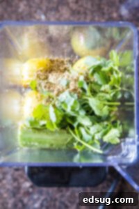 Effortless Instant Pot Pozole 11 salsa verde ingredients in blender