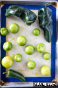 Effortless Instant Pot Pozole 10 salsa verde ingredients on a baking tray