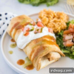 air fryer chimichanga topped with sour cream and tomatoes