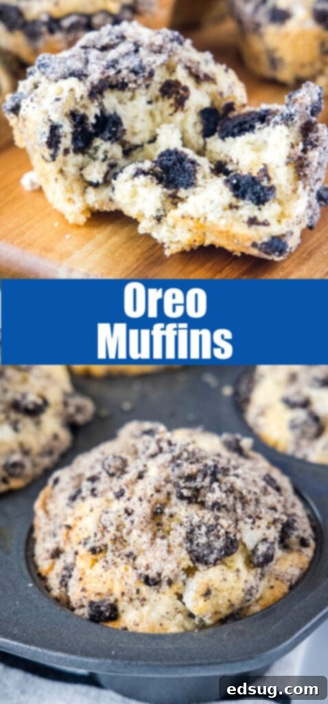 close up Oreo muffins for Pinterest