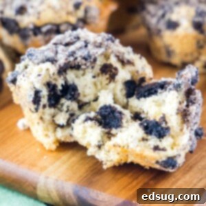 square image of inside of oreo muffin