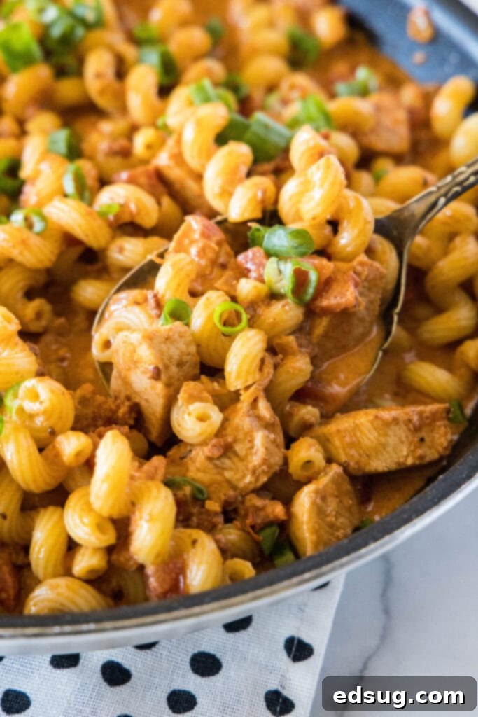 a spoonful of chicken chorizo pasta