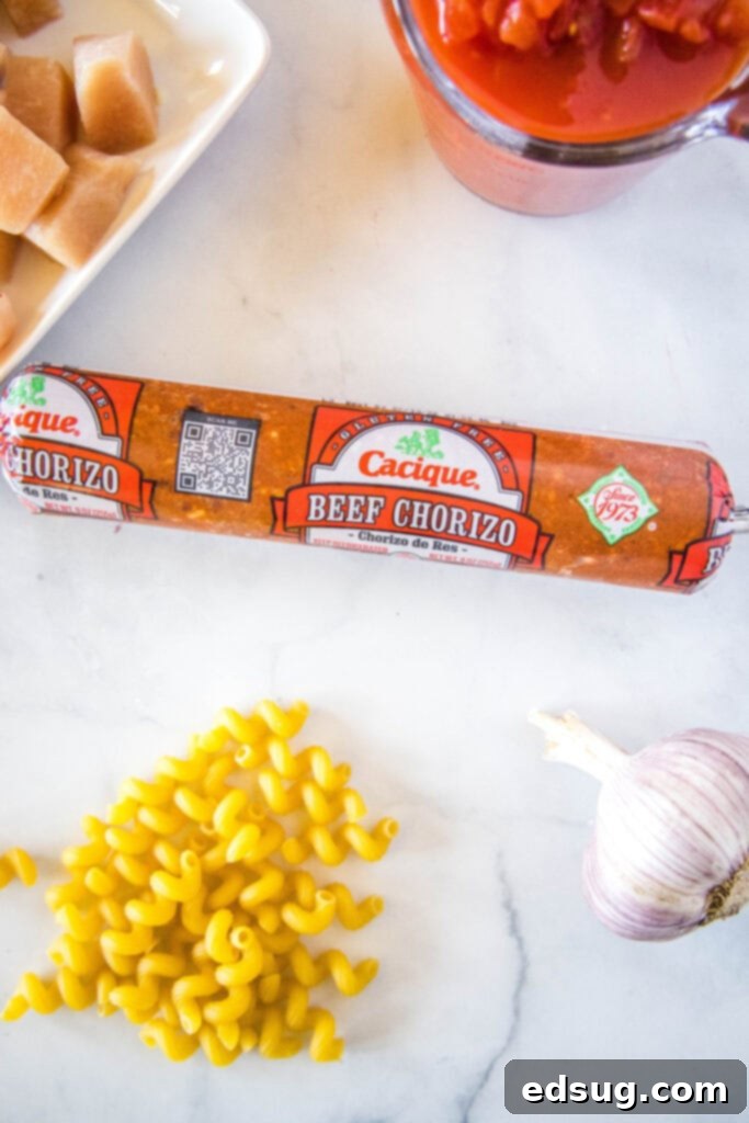 chicken and chorizo pasta ingredients