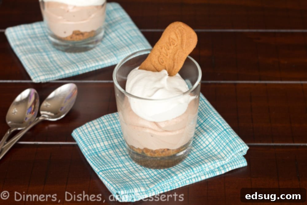 Nutella Mousse Cups Two jars of Nutella Mousse Cups with whipped cream and Biscoff cookies