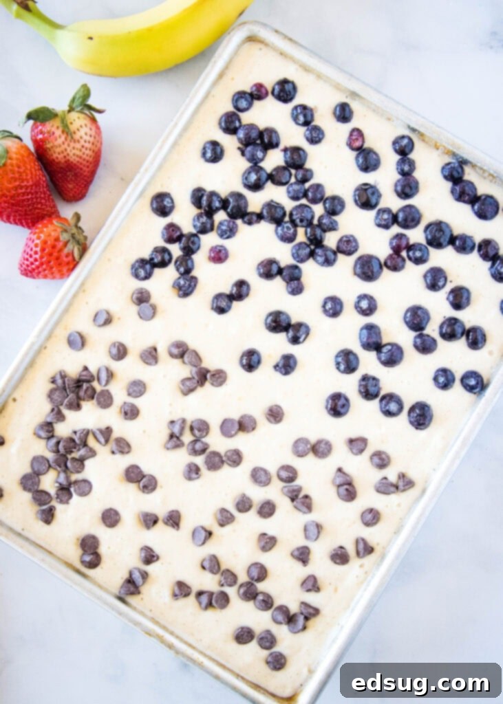 Pancakes in the baking pan, ready to go into the oven