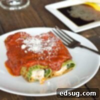 Vibrant spinach pasta cannelloni, a delicious homemade Italian dish.