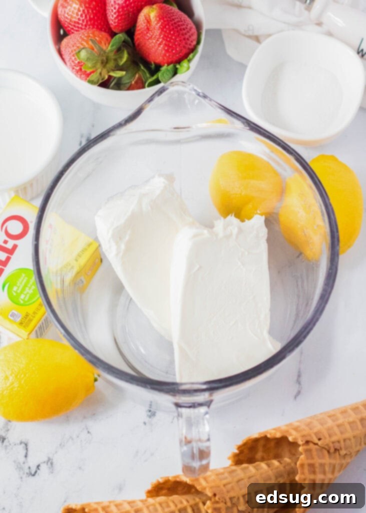 lemon cheesecake cones ingredients