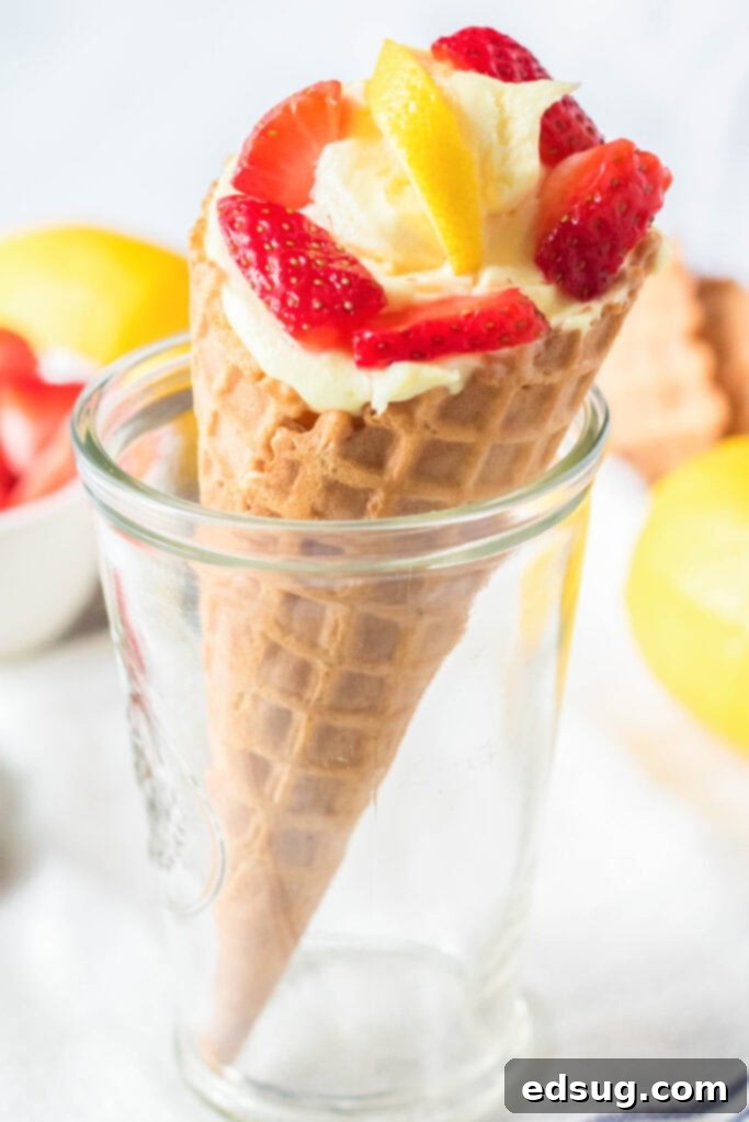 cheesecake cone with strawberries in a cup