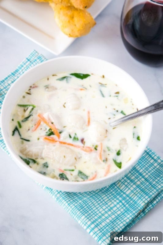 Velvety Chicken Gnocchi Soup 4 Easy homemade soup that is so much better than going out!