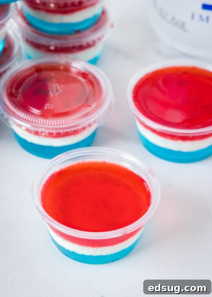 Patriotic Jello Shots 7 red white and blue layered jello shots