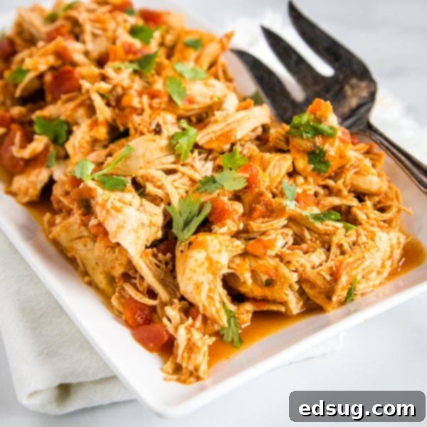 Instant Pot Salsa Chicken - Use the pressure cooker to make salsa chicken that is tender, juicy, and flavorful.  Great for tacos, enchiladas, salads, quesadillas and more! 