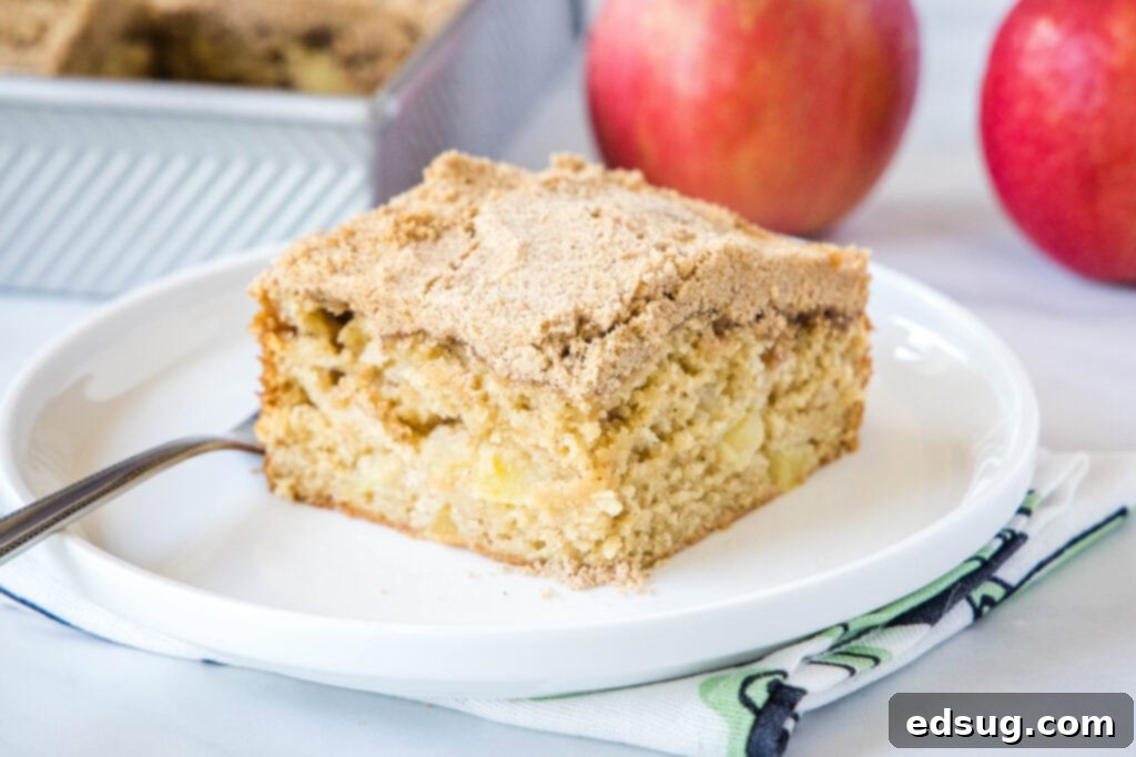 Apple Coffee Cake - a deliciously moist and tender coffee cake with lots of apples baked in and topped with a cinnamon and brown sugar streusel that takes it over the top!