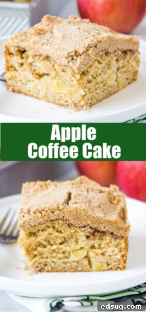 close up apple coffee cake for pinterest
